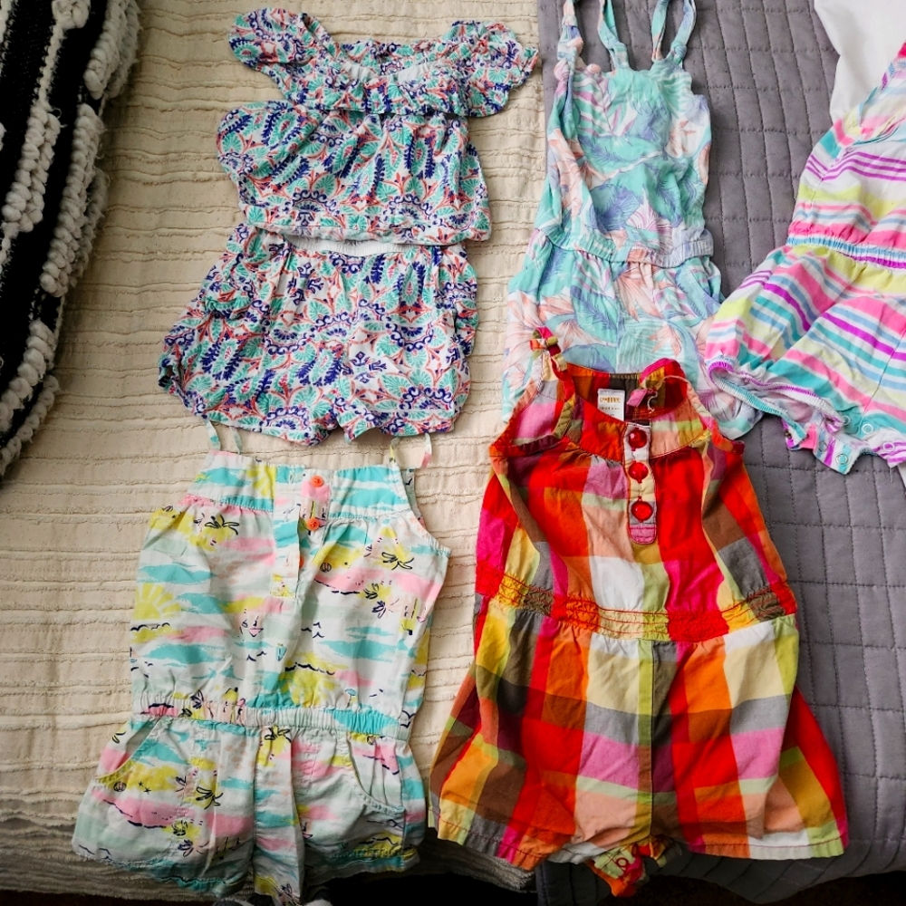 Toddler girls 2T summer rompers BUNDLE